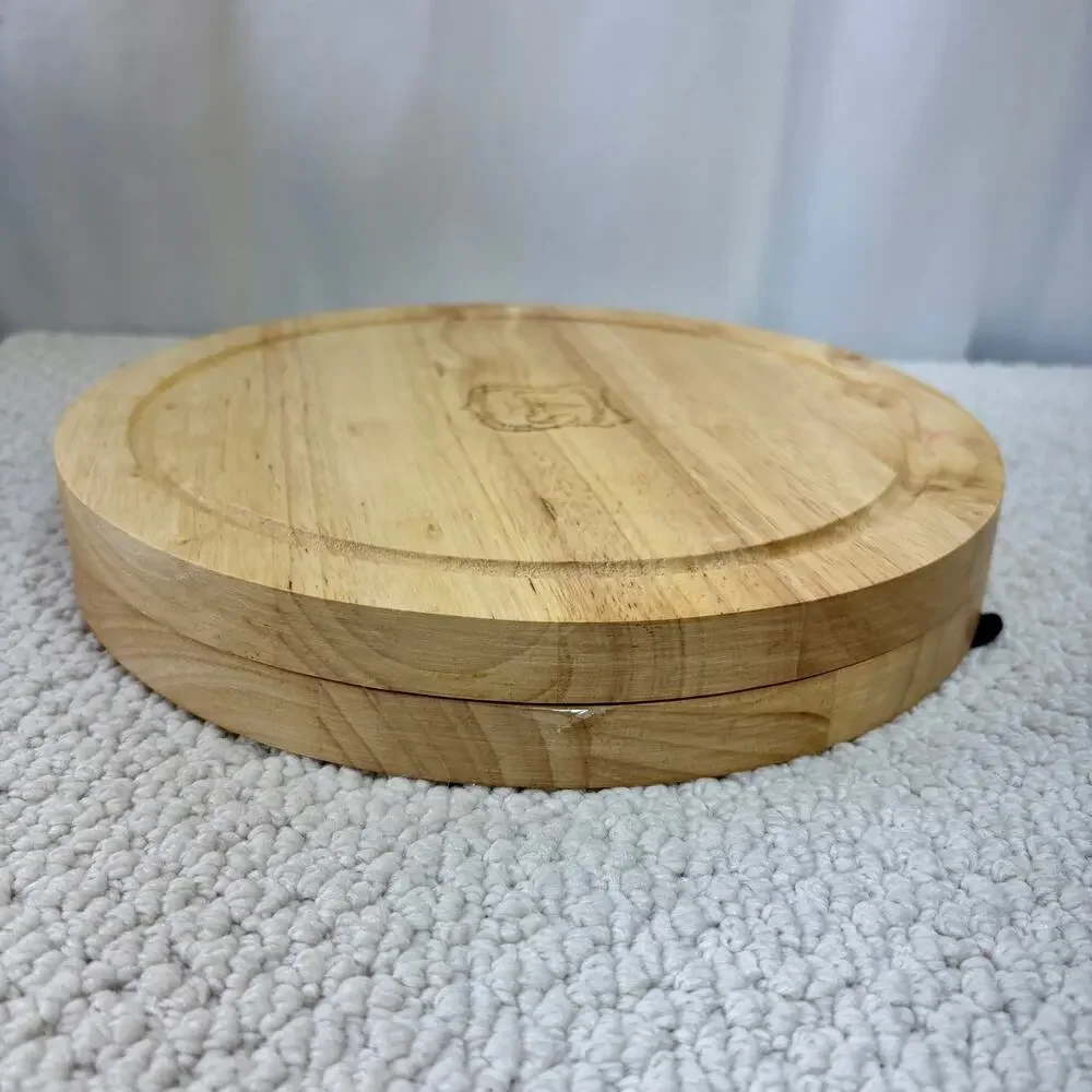 Legacy Picnic Time Cheese Board & Server Set 5 Piece Round Wood Tray 10.25